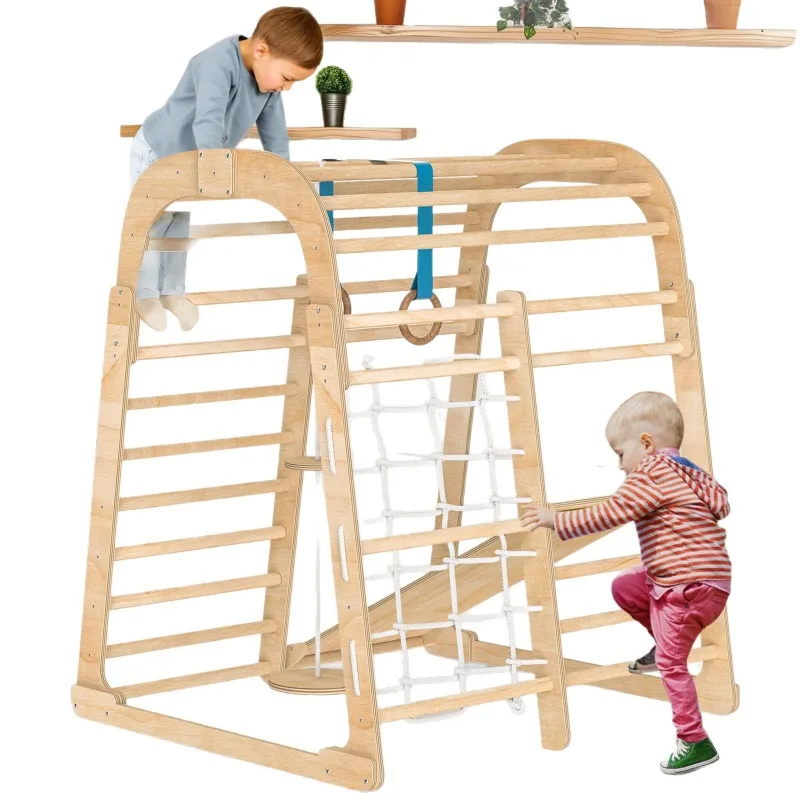 Kids Outdoor Climbing Frame - Tobogán infantil de madera maciza para